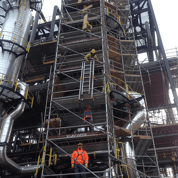 Afix fast X52 industry scaffold construction for refinery tower - Tupras Turkey