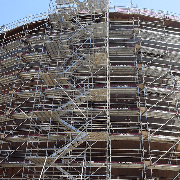 Afixfast X52 industry scaffold with aluminium access stairs