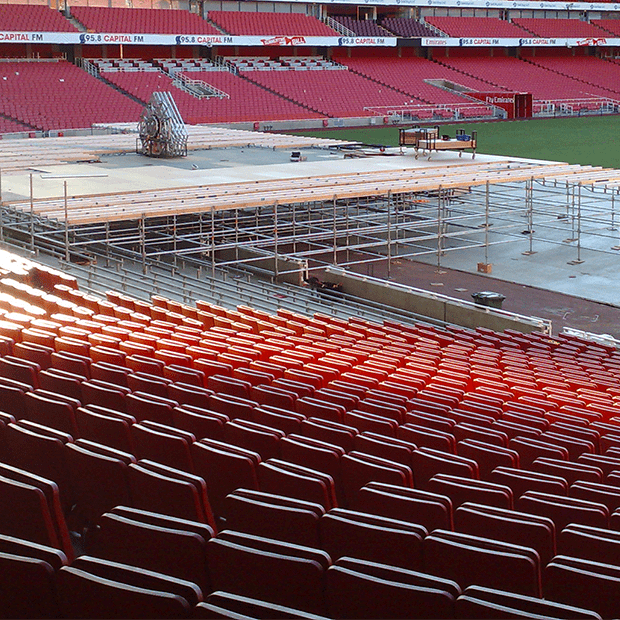 Afixfast X52 event scaffold with stage for Football Manchester United