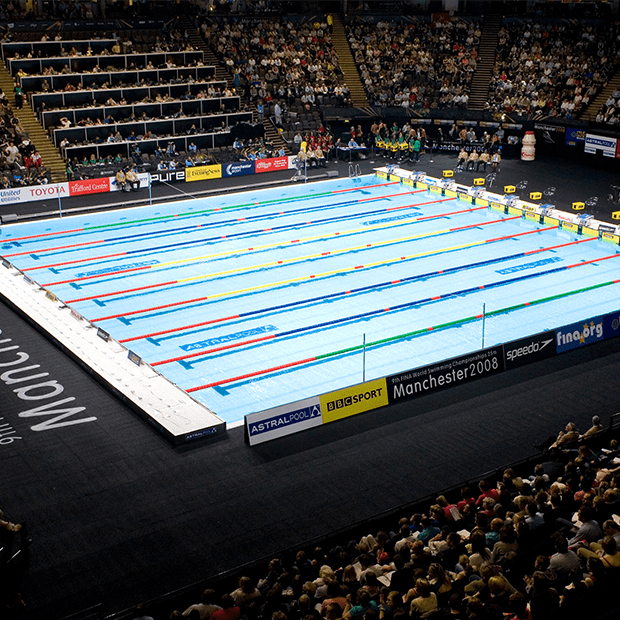 Afixfast X52 event scaffold for World Cup swimming in Manchester United