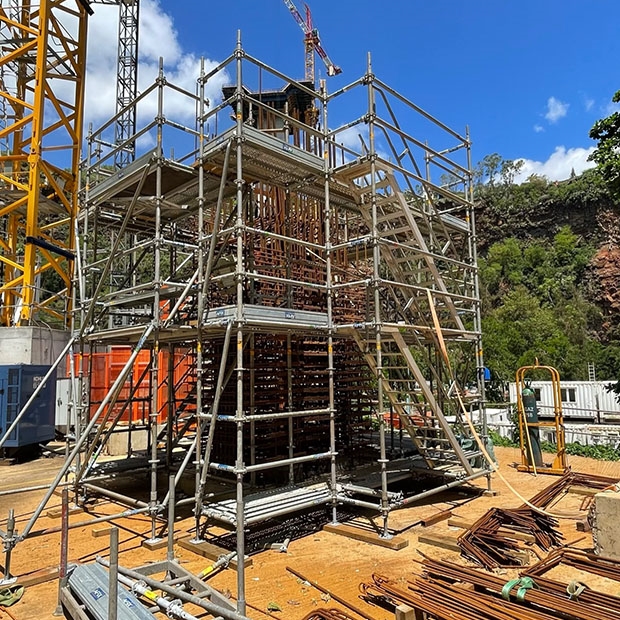 Afix Group space scaffold for pilone - TGBV Viaduct - Coromandel Mauritius